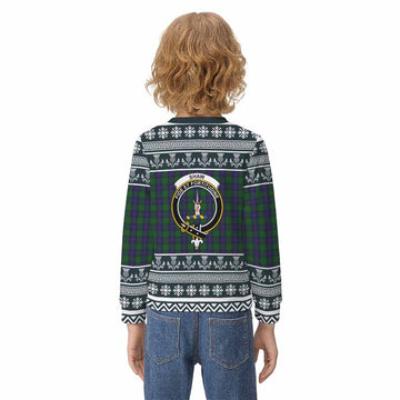 Shaw Clan Tartan Christmas Kid Ugly Sweatshirt with Family Crest