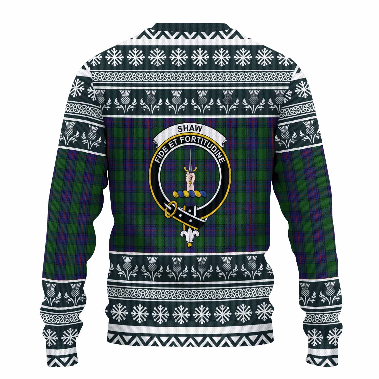 Shaw Clan Tartan Christmas Ugly Sweater with Family Crest - Tartan Vibes Clothing
