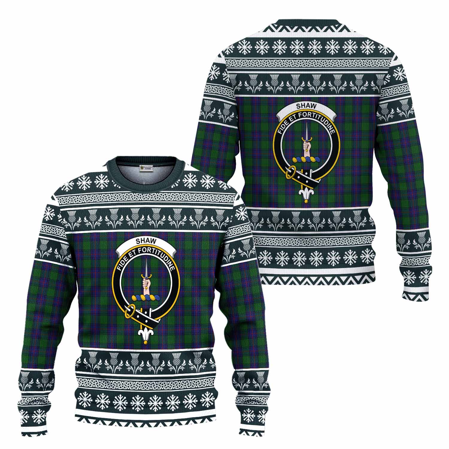 Shaw Clan Tartan Christmas Ugly Sweater with Family Crest - Tartan Vibes Clothing