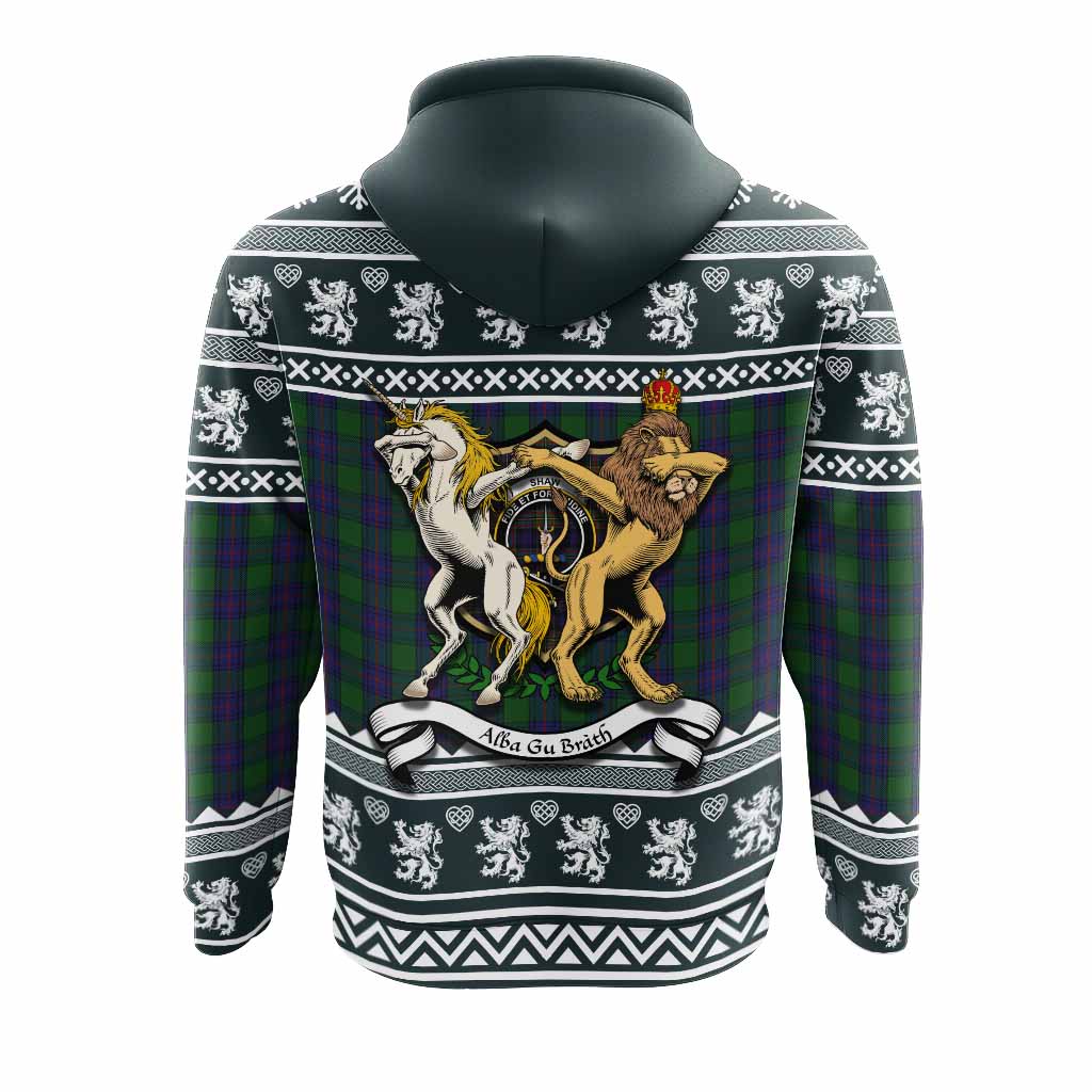 Shaw Clan Tartan Crest Christmas Hoodie Coat of Arms Funny Style - Tartan Vibes Clothing