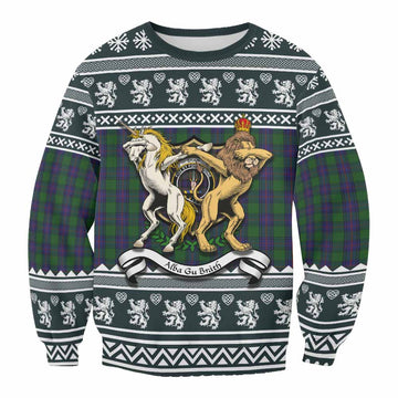 Shaw Clan Tartan Crest Christmas Sweatshirt Coat of Arms Funny Style