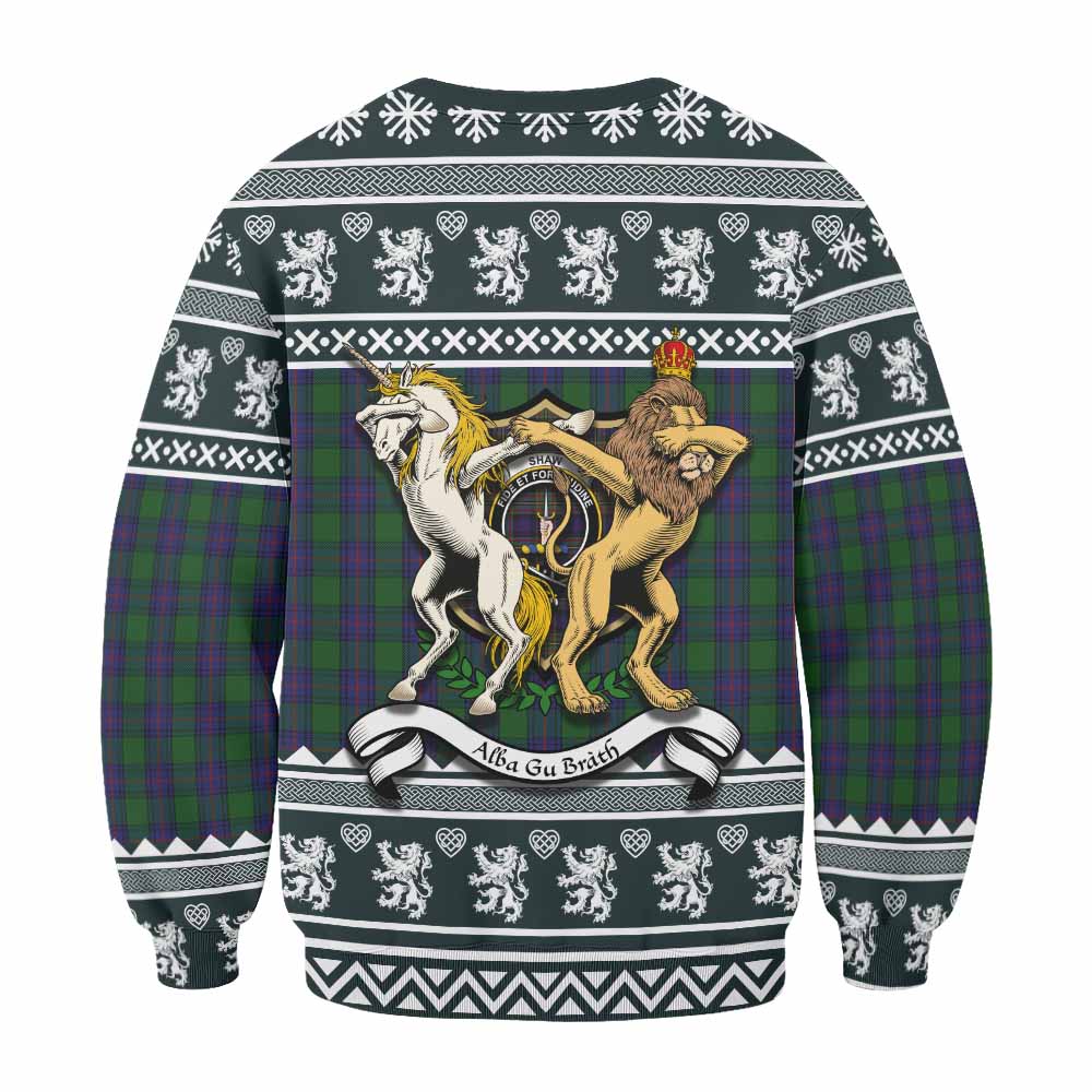 Shaw Clan Tartan Crest Christmas Sweatshirt Coat of Arms Funny Style - Tartan Vibes Clothing