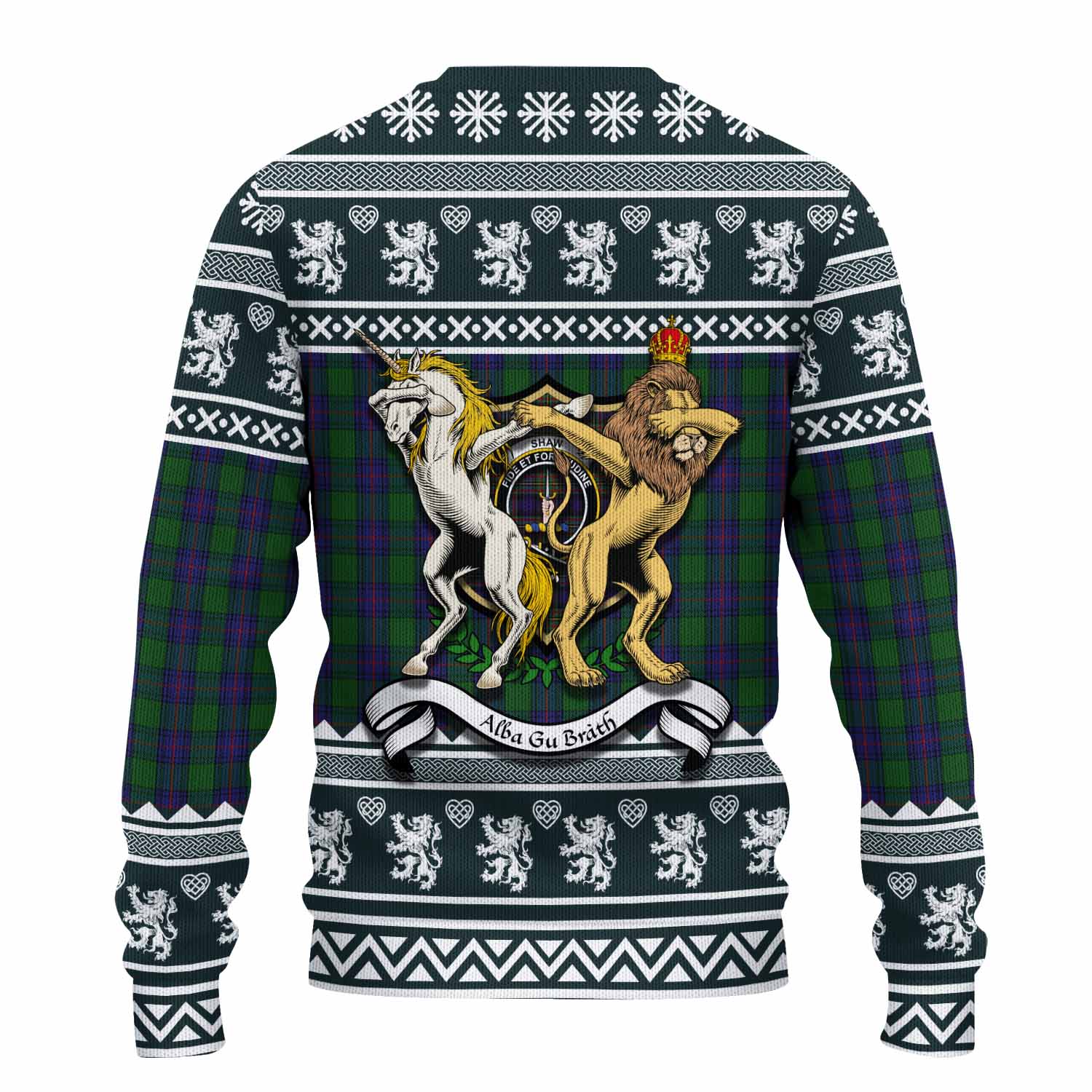 Shaw Clan Tartan Crest Christmas Ugly Sweater Coat of Arms Funny Style - Tartan Vibes Clothing