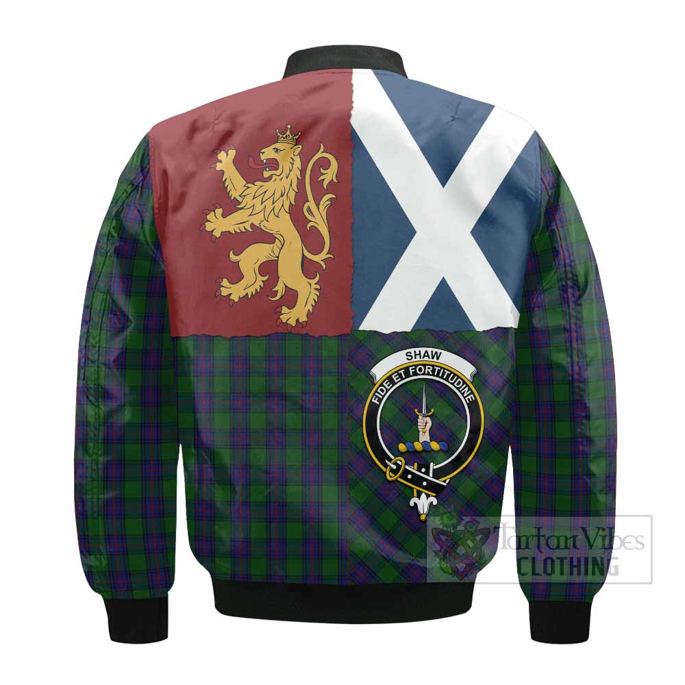 Shaw Crest Tartan Bomber Jacket with Lion Rampant Saltire Style