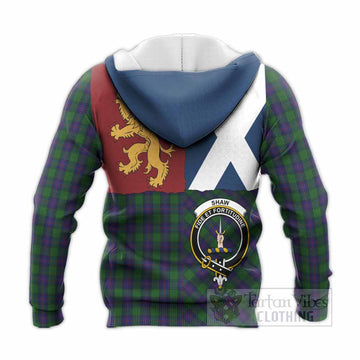 Shaw Crest Tartan Knitted Hoodie with Lion Rampant Saltire Style