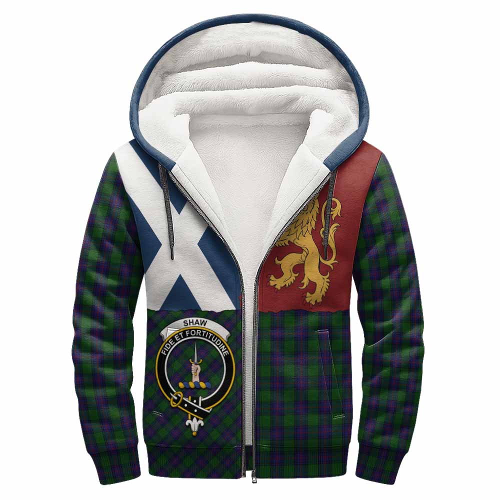 Shaw Crest Tartan Sherpa Hoodie with Lion Rampant Saltire Style