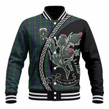 Shaw Family Crest Tartan Baseball Jacket Alba Thistle Inspired