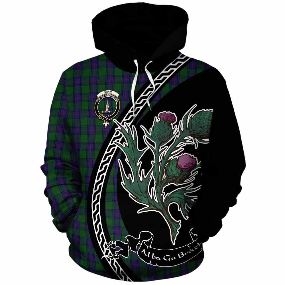 Shaw Family Crest Tartan Cotton Hoodie Alba Thistle Inspired - Tartan Vibes Clothing