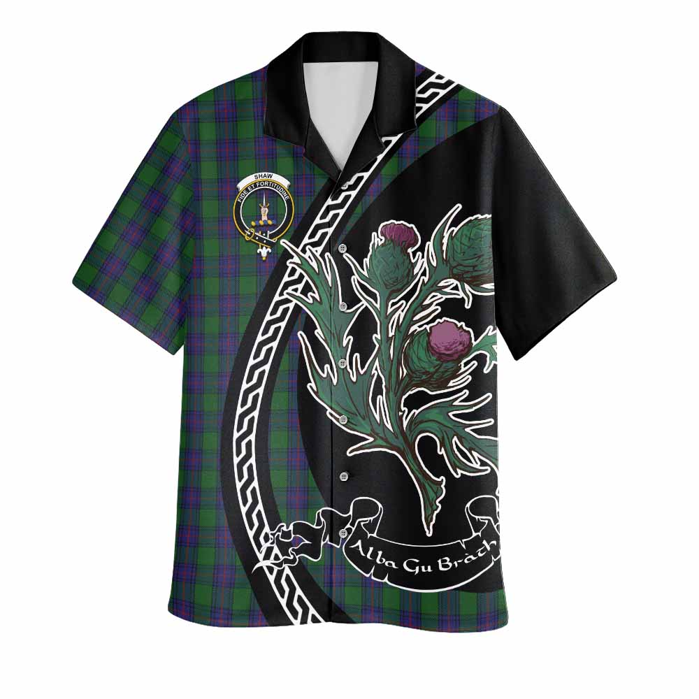 Shaw Family Crest Tartan Hawaiian Shirt Alba Thistle Inspired - Tartan Vibes Clothing