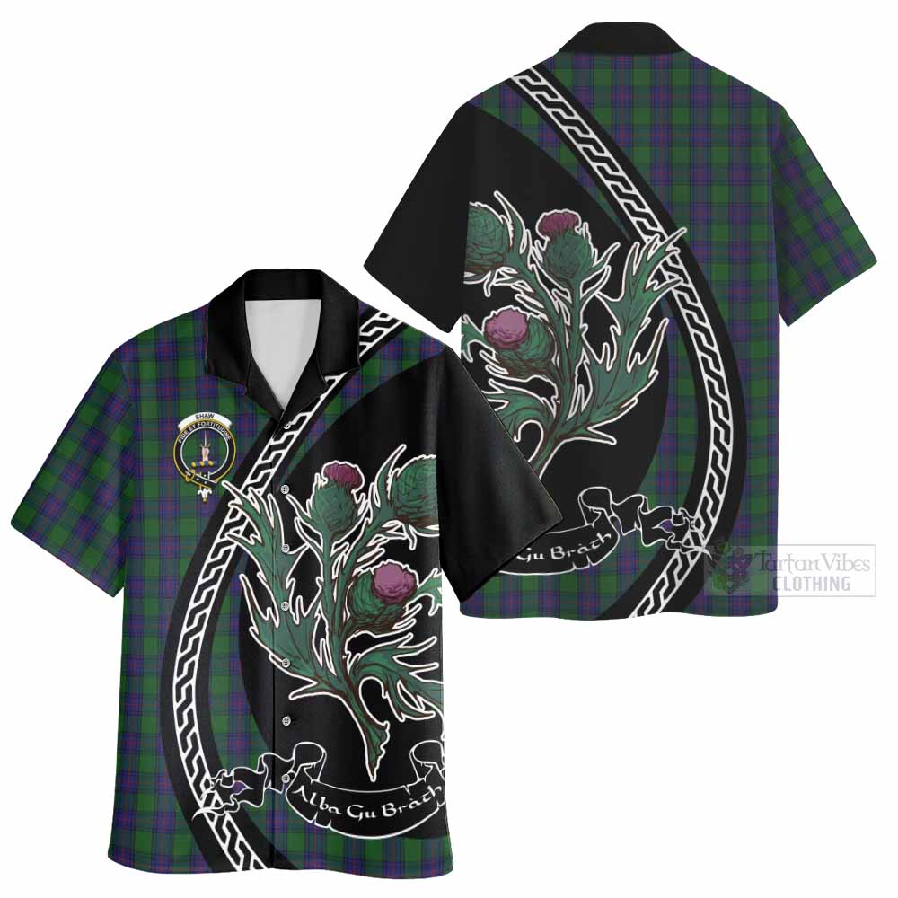 Shaw Family Crest Tartan Hawaiian Shirt Alba Thistle Inspired - Tartan Vibes Clothing