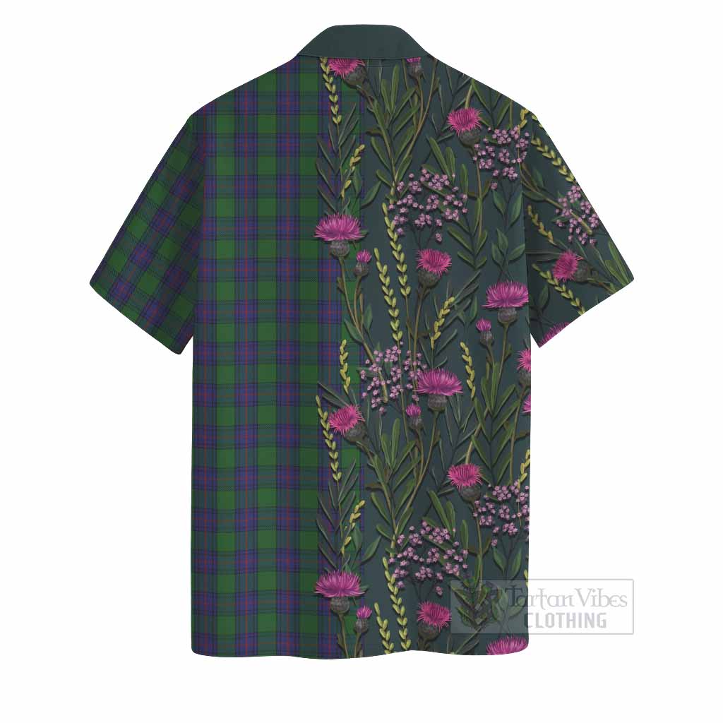 Shaw Family Crest Tartan Hawaiian Shirt Scottish Thistle Flower Pattern Half Style - Tartan Vibes Clothing