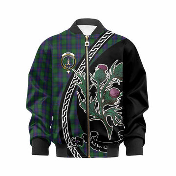 Shaw Family Crest Tartan Kid Bomber Jacket Alba Thistle Inspired - Tartan Vibes Clothing