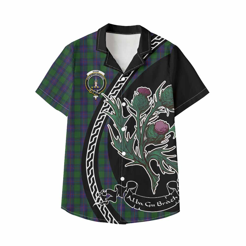 Shaw Family Crest Tartan Kid Hawaiian Shirt Alba Thistle Inspired - Tartan Vibes Clothing