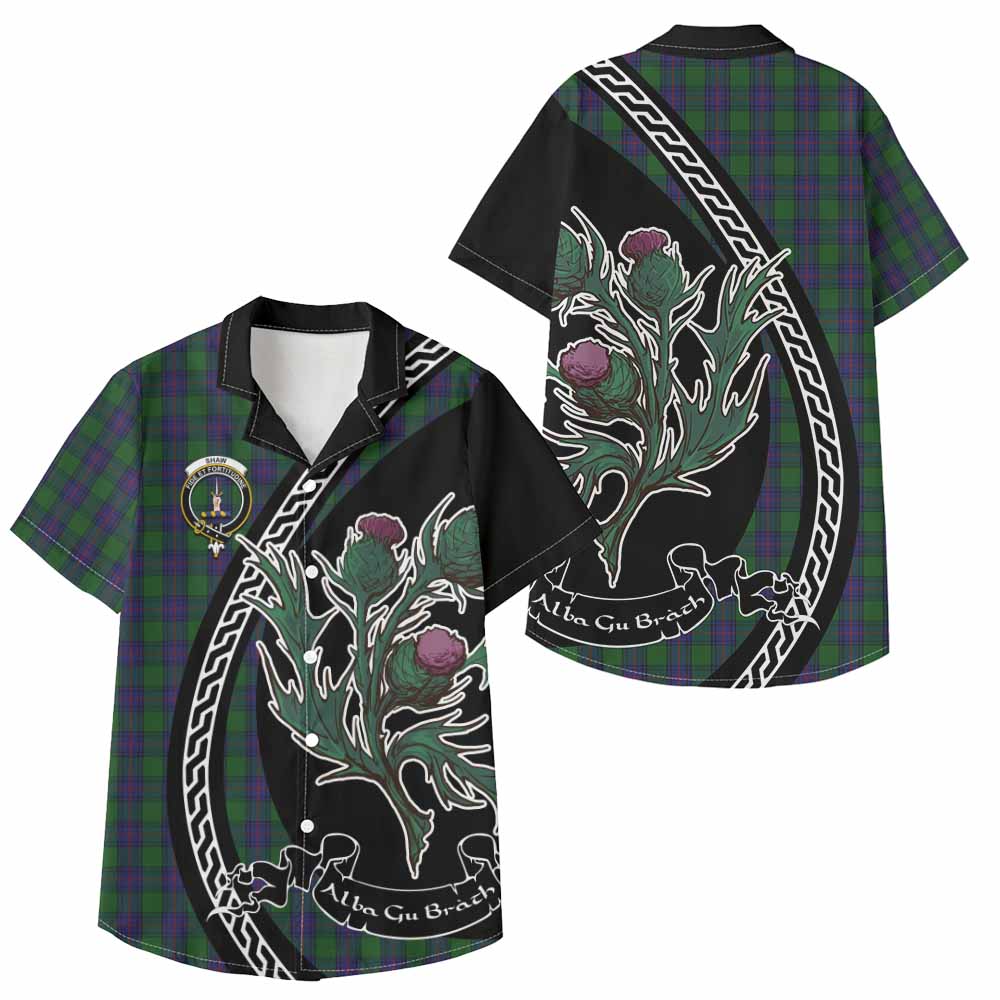 Shaw Family Crest Tartan Kid Hawaiian Shirt Alba Thistle Inspired - Tartan Vibes Clothing