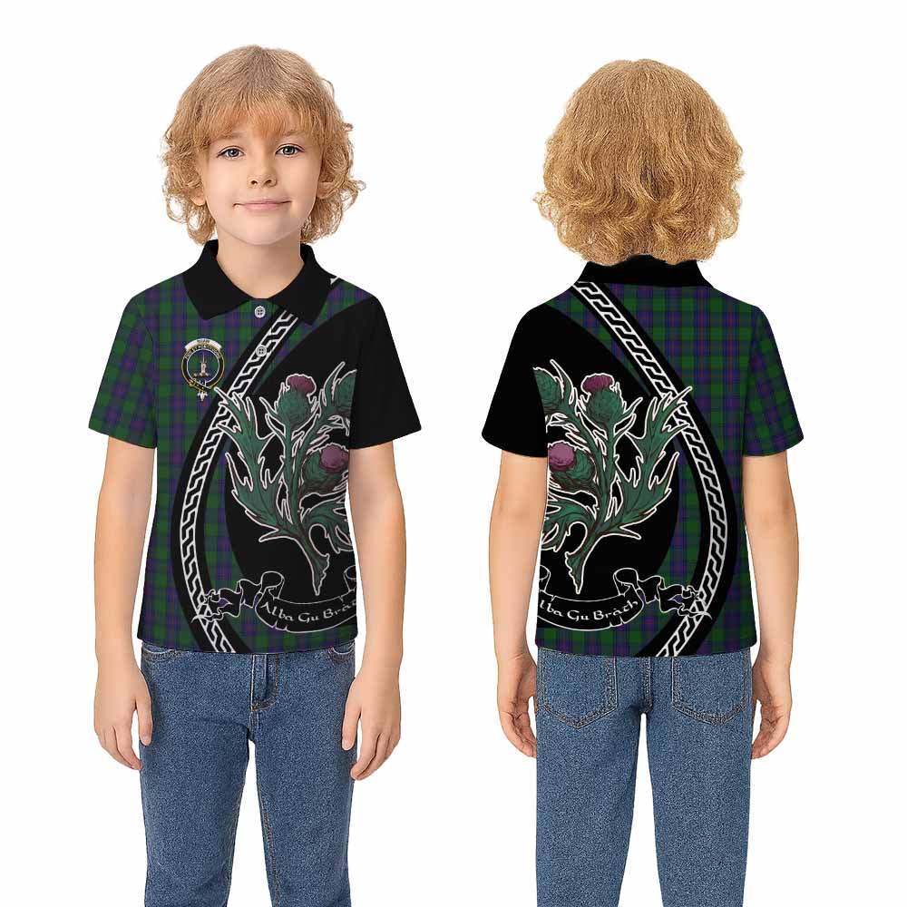 Shaw Family Crest Tartan Kid Polo Shirt Alba Thistle Inspired - Tartan Vibes Clothing