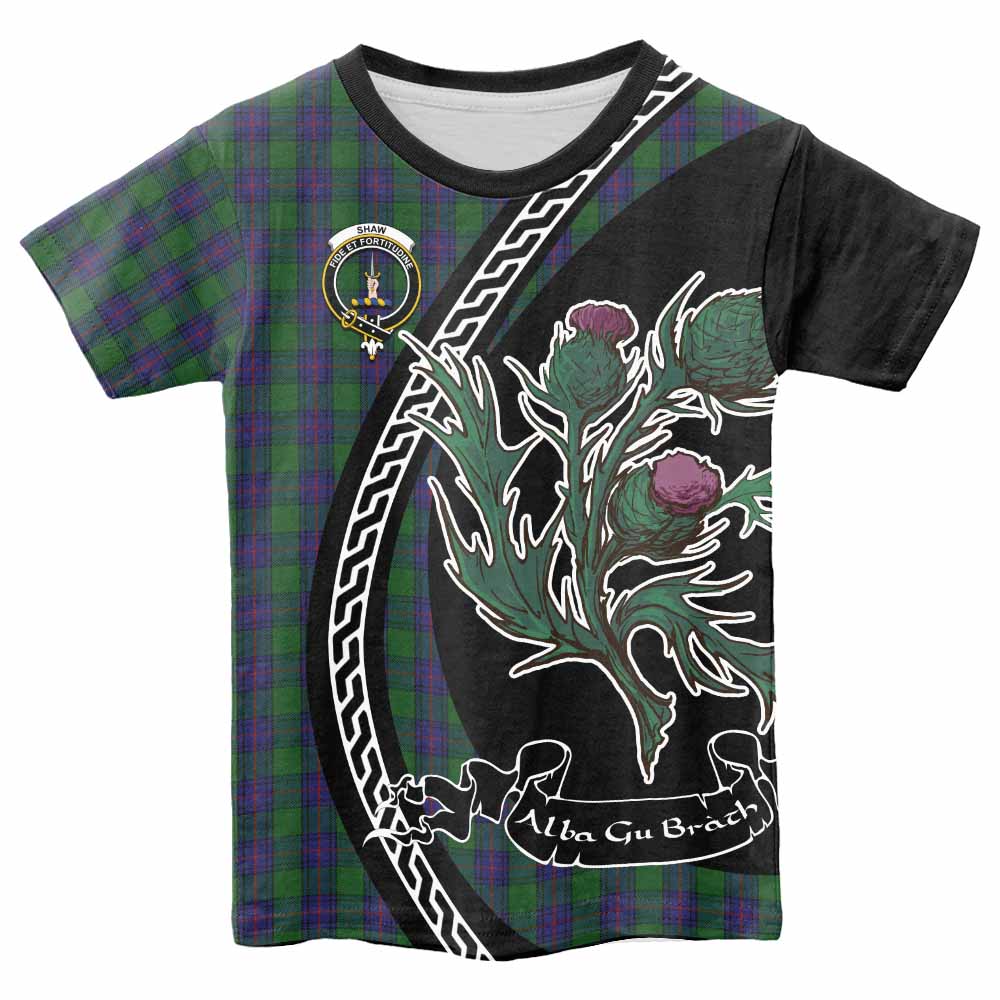 Shaw Family Crest Tartan Kid T-shirt Alba Thistle Inspired - Tartan Vibes Clothing