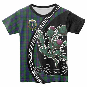 Shaw Family Crest Tartan Kid T-shirt Alba Thistle Inspired