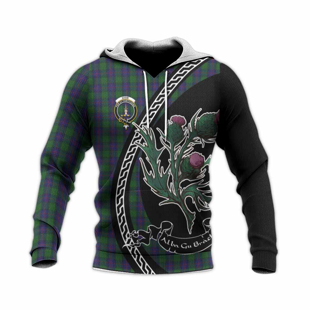 Shaw Family Crest Tartan Knitted Hoodie Alba Thistle Inspired - Tartan Vibes Clothing
