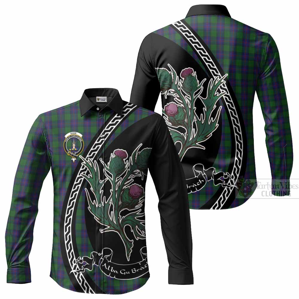 Shaw Family Crest Tartan Long Sleeve Button Shirts Alba Thistle Inspired - Tartan Vibes Clothing
