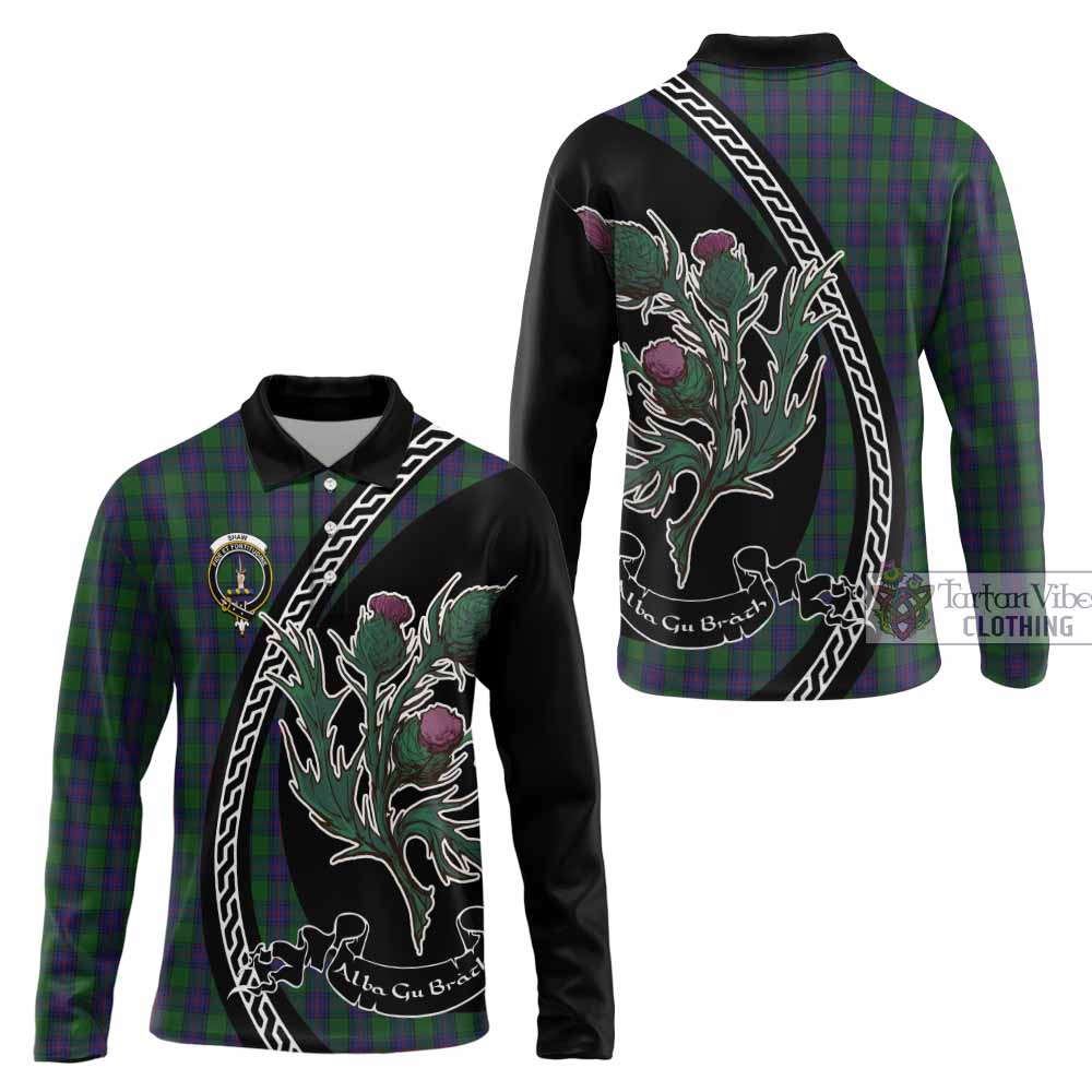 Shaw Family Crest Tartan Long Sleeve Polo Shirt Alba Thistle Inspired - Tartan Vibes Clothing