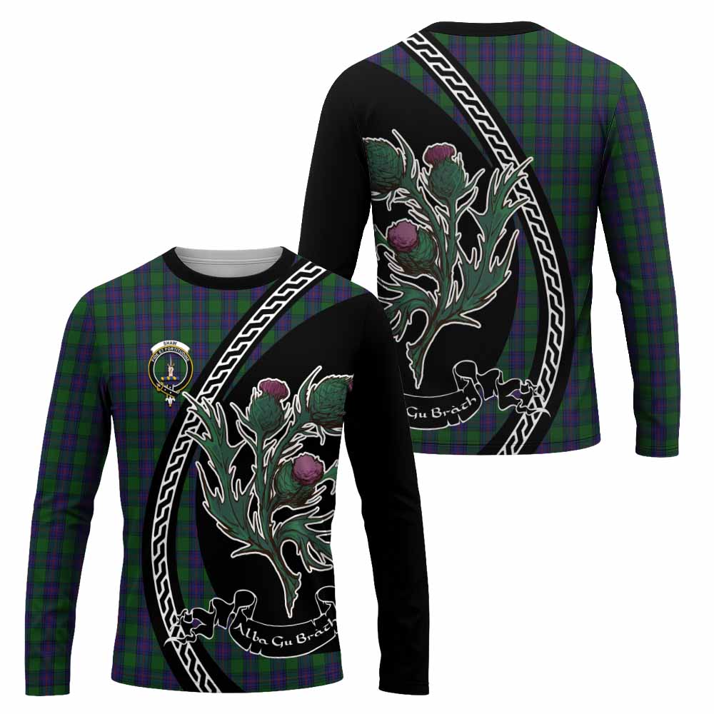 Shaw Family Crest Tartan Long Sleeve T-Shirt Alba Thistle Inspired - Tartan Vibes Clothing