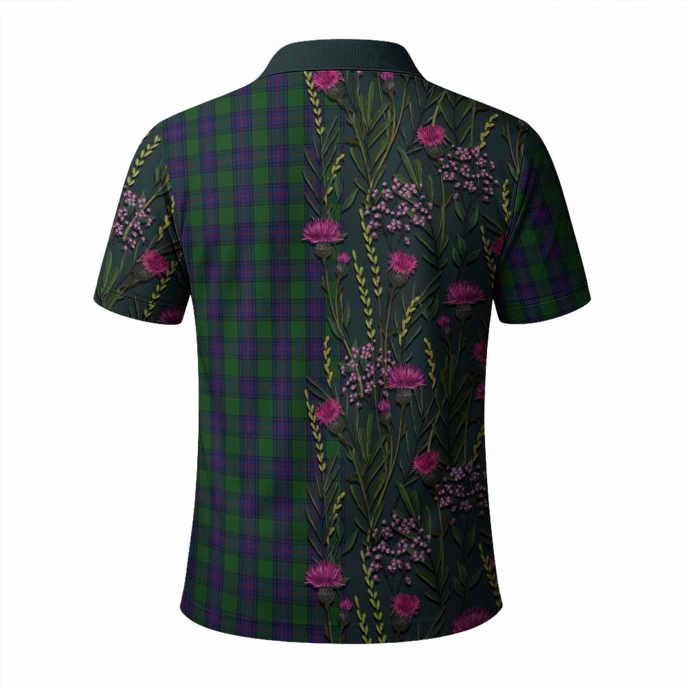 Shaw Family Crest Tartan Polo Shirt Scottish Thistle Flower Pattern Half Style - Tartan Vibes Clothing