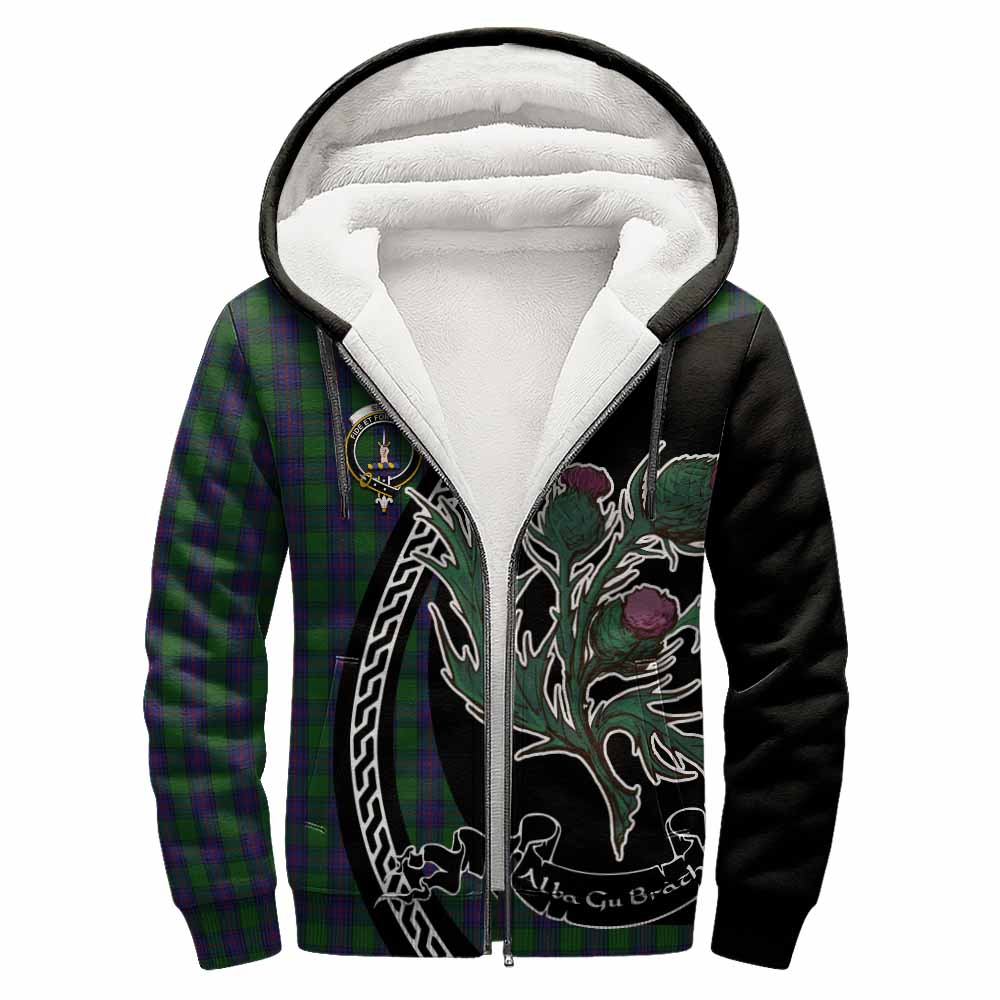 Shaw Family Crest Tartan Sherpa Hoodie Alba Thistle Inspired - Tartan Vibes Clothing