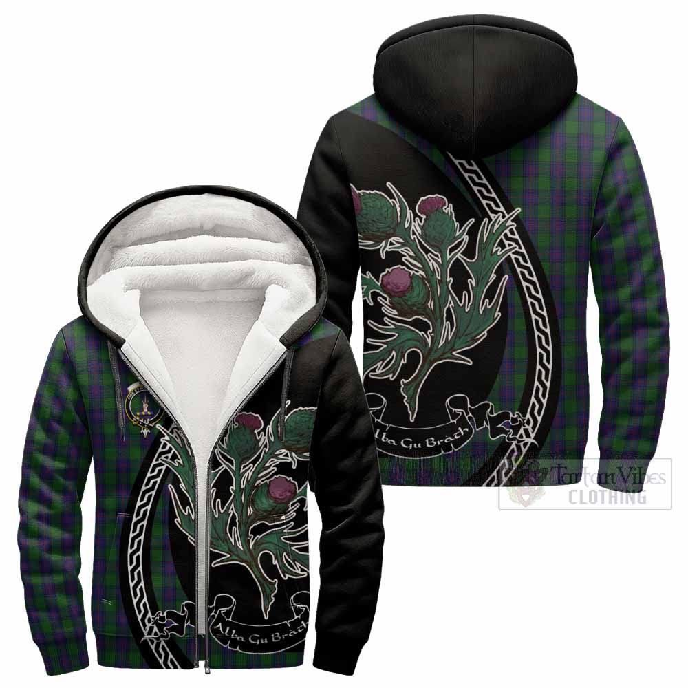Shaw Family Crest Tartan Sherpa Hoodie Alba Thistle Inspired - Tartan Vibes Clothing
