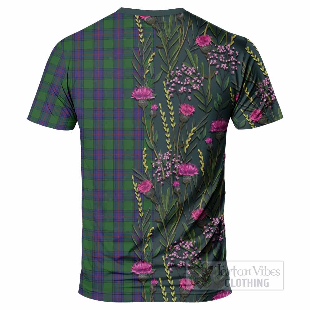 Shaw Family Crest Tartan T-Shirt Scottish Thistle Flower Pattern Half Style - Tartan Vibes Clothing