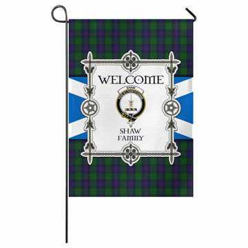 Shaw Family Crest Tartan Welcome Garden Flag Saltire Harmony Style