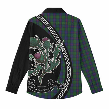 Shaw Family Crest Tartan Women Casual Shirt Alba Thistle Inspired