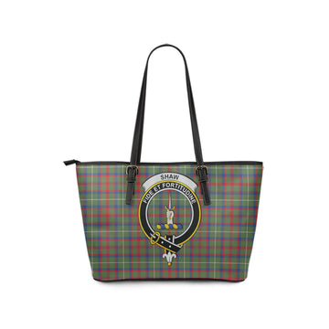 Shaw Green Modern Tartan Leather Tote Bag with Family Crest