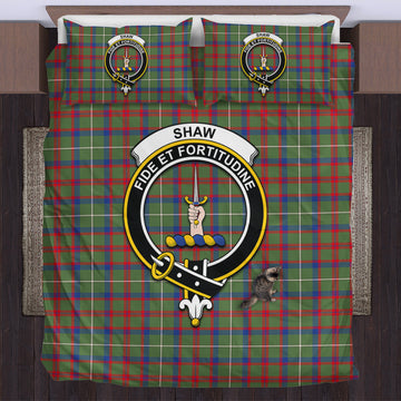 Shaw Green Modern Tartan Bedding Set with Family Crest