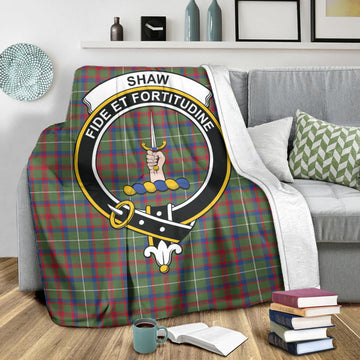 Shaw Green Modern Tartan Blanket with Family Crest