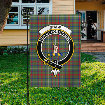 Shaw Green Modern Tartan Flag with Family Crest