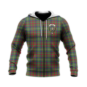 Shaw Green Modern Tartan Knitted Hoodie with Family Crest