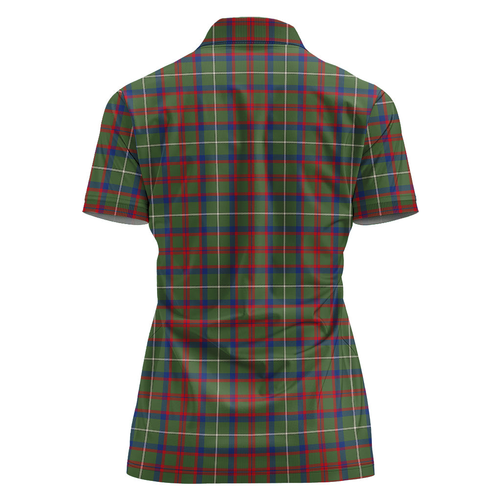 shaw-green-modern-tartan-polo-shirt-with-family-crest-for-women