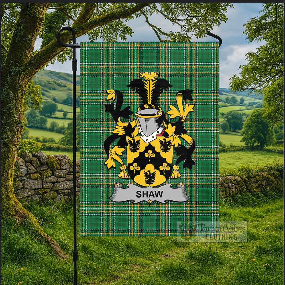 Shaw Irish Clan Tartan Flag with Coat of Arms