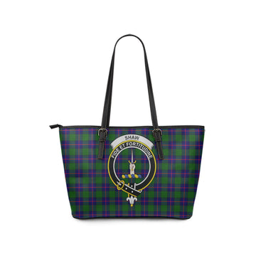 Shaw Modern Tartan Leather Tote Bag with Family Crest