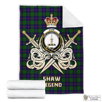 Shaw Modern Tartan Blanket with Clan Crest and the Golden Sword of Courageous Legacy