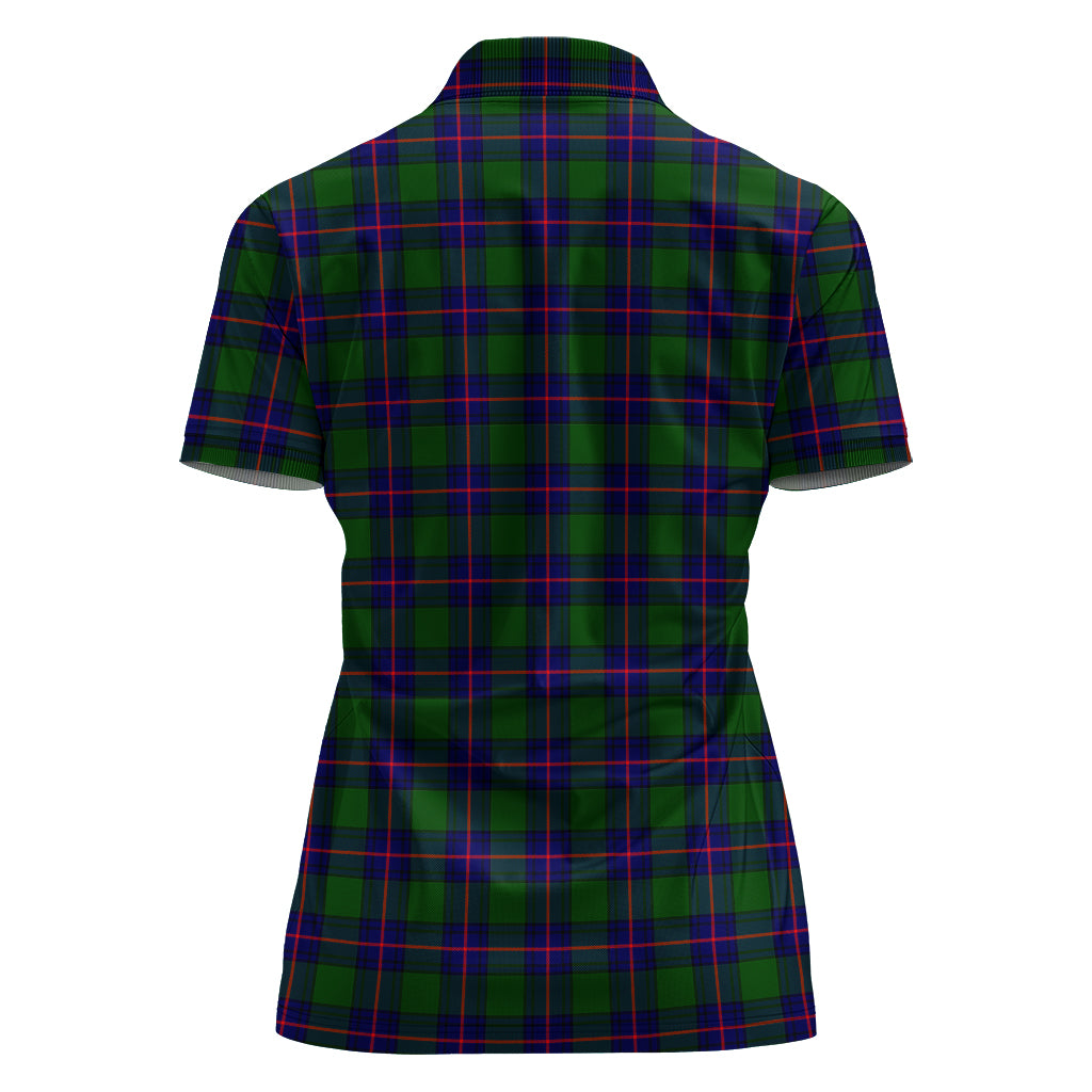 shaw-modern-tartan-polo-shirt-with-family-crest-for-women