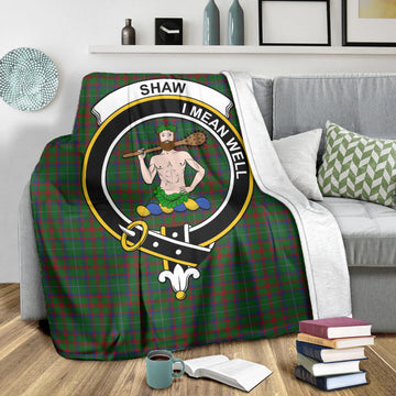 Shaw of Tordarroch Green Hunting Tartan Blanket with Family Crest