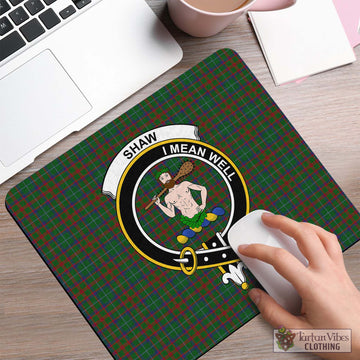 Shaw of Tordarroch Green Hunting Tartan Mouse Pad with Family Crest