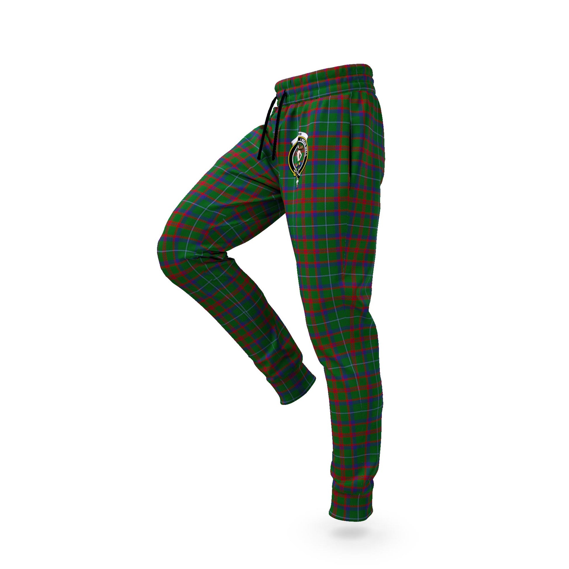 Shaw of Tordarroch Green Hunting Tartan Joggers Pants with Family Crest S - Tartanvibesclothing Shop