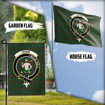 Shaw of Tordarroch Green Hunting Tartan Flag with Family Crest