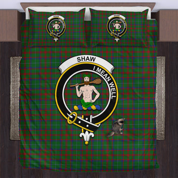 Shaw of Tordarroch Green Hunting Tartan Bedding Set with Family Crest