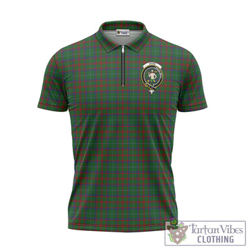 Shaw of Tordarroch Green Hunting Tartan Zipper Polo Shirt with Family Crest