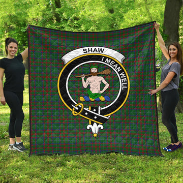 Shaw of Tordarroch Green Hunting Tartan Quilt with Family Crest
