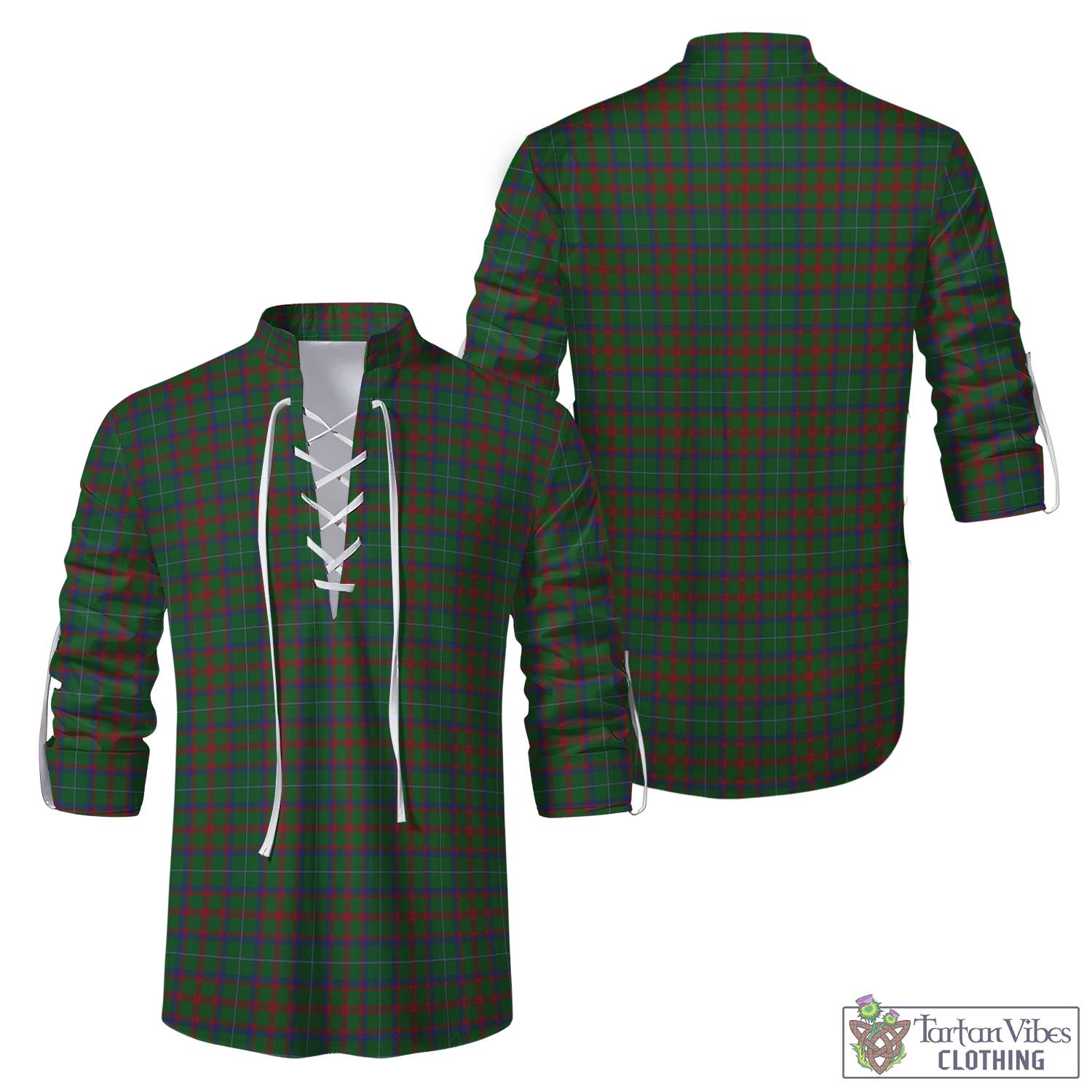 Tartan Vibes Clothing Shaw of Tordarroch Green Hunting Tartan Men's Scottish Traditional Jacobite Ghillie Kilt Shirt