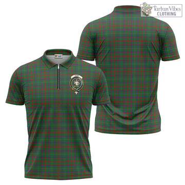 Shaw of Tordarroch Green Hunting Tartan Zipper Polo Shirt with Family Crest